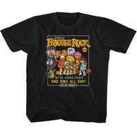 Thumbnail for FRAGGLE ROCK-FRAGGLE ROCK COMIC COVER STYLE-BLACK YOUTH S/S TSHIRT