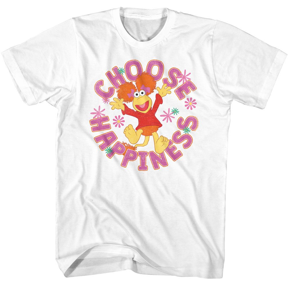 FRAGGLE ROCK-FRAGGLE ROCK CHOOSE HAPPINESS-WHITE ADULT S/S TSHIRT