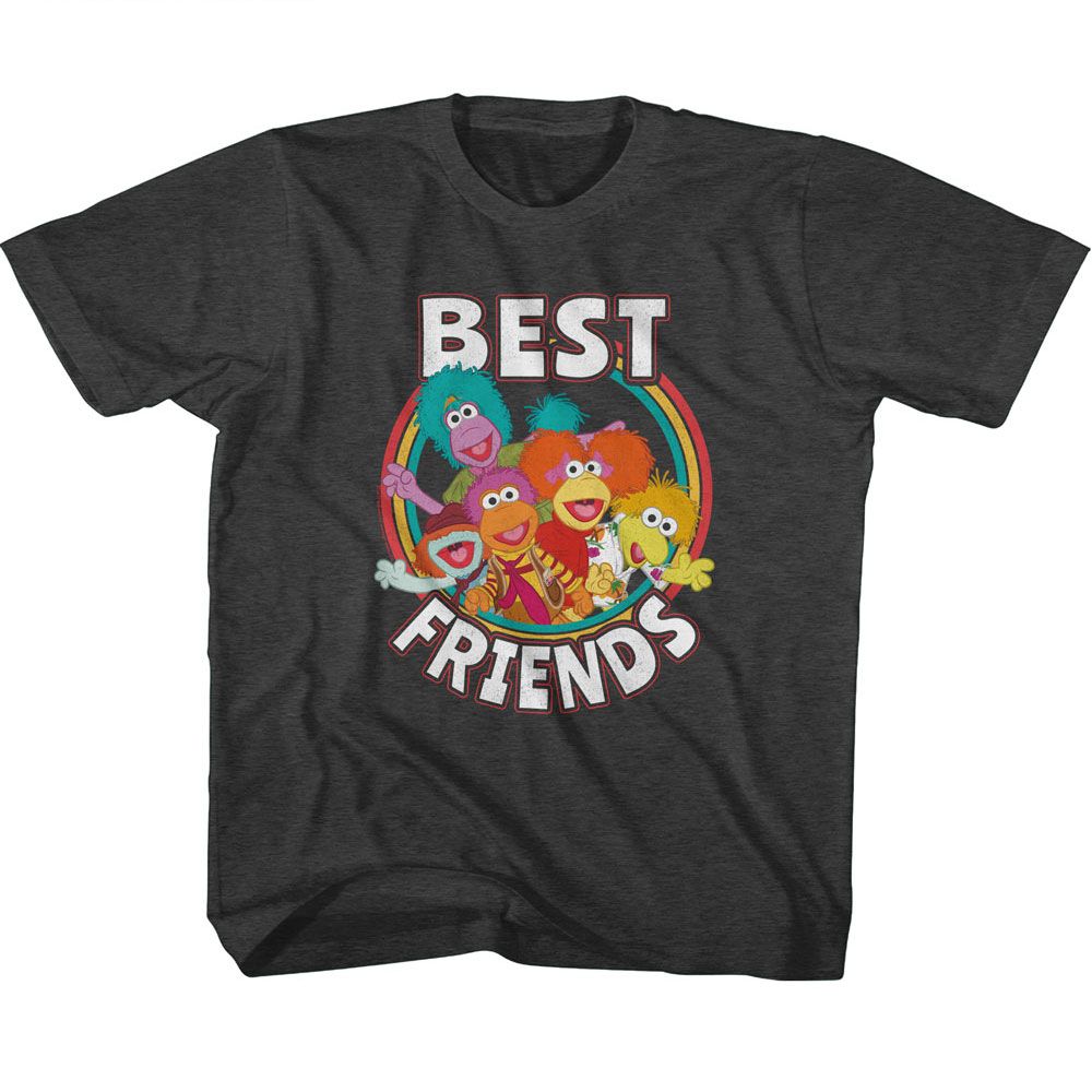 FRAGGLE ROCK-FRAGGLE ROCK BEST FRIENDS-BLACK HEATHER YOUTH S/S TSHIRT