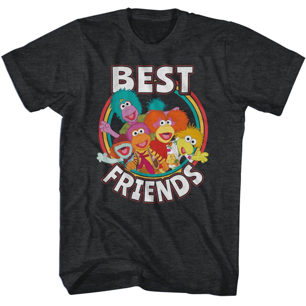 FRAGGLE ROCK-FRAGGLE ROCK BEST FRIENDS-BLACK HEATHER ADULT S/S TSHIRT