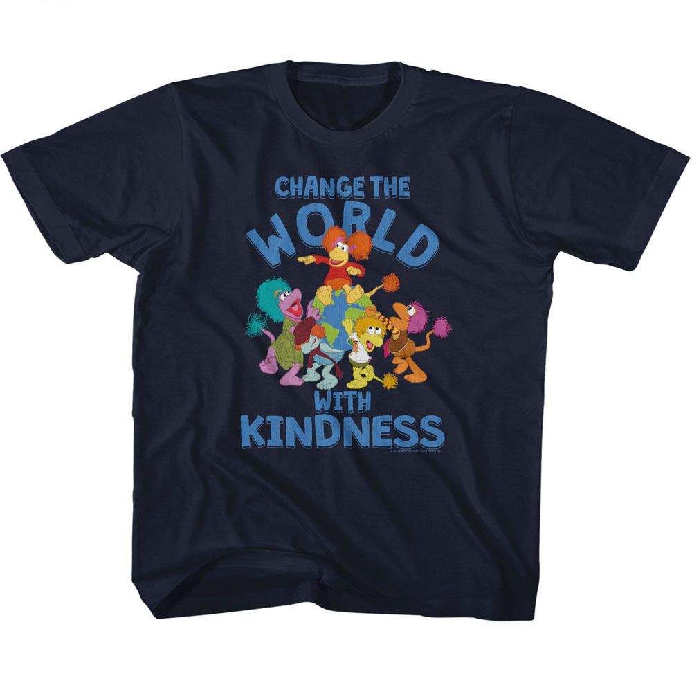 FRAGGLE ROCK-FRAGGLE ROCK CHANGE THE WORLD-NAVY YOUTH S/S TSHIRT