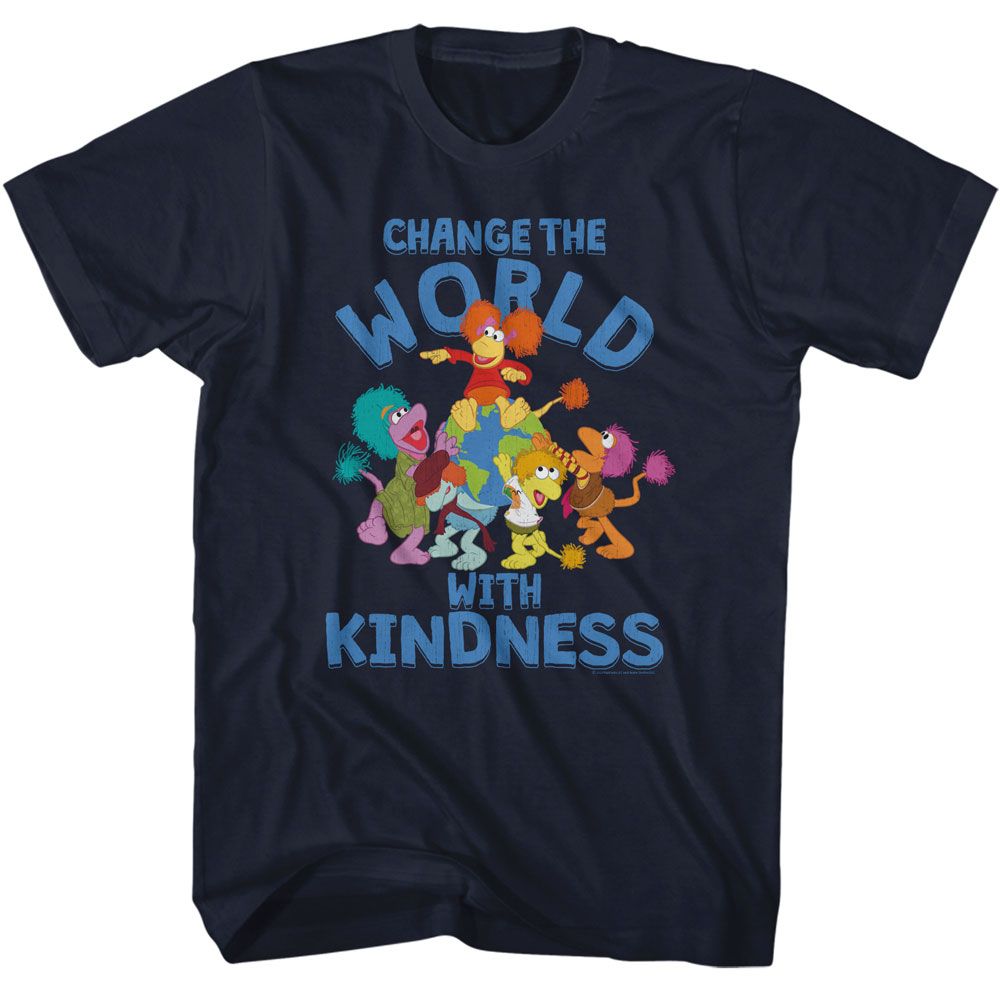 FRAGGLE ROCK-FRAGGLE CHANGE THE WORLD-NAVY ADULT S/S TSHIRT