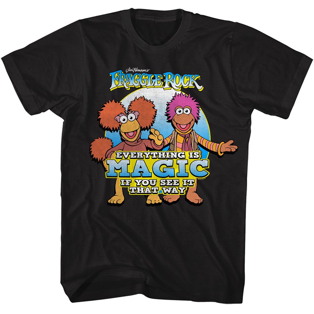 FRAGGLE ROCK-FRAGGLE ROCK EVERYTHING IS MAGIC-BLACK ADULT S/S TSHIRT