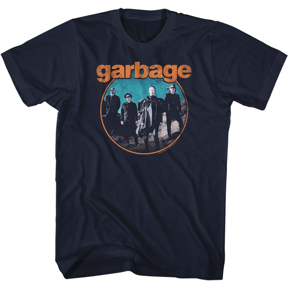 GARBAGE-GARBAGE CIRCLE-NAVY ADULT S/S TSHIRT