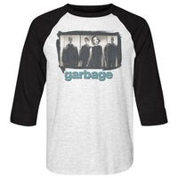 Thumbnail for GARBAGE-GARBAGE PANELS-WHITE HEATHER/VINTAGE BLACK ADULT 3/4 SLEEVE RAGLAN