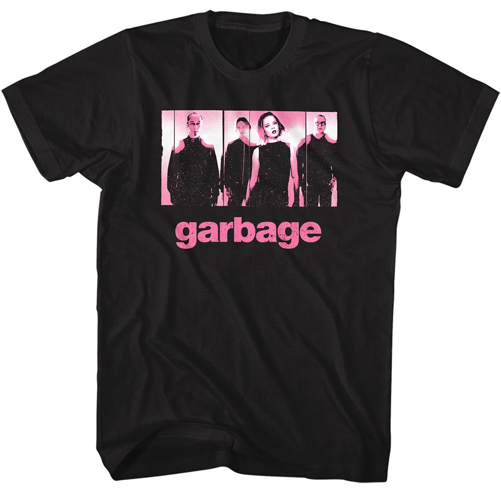 GARBAGE-GARBAGE PINK OFFSET-BLACK ADULT S/S TSHIRT