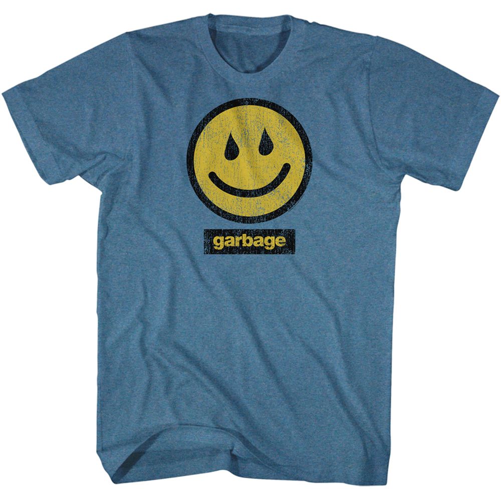 GARBAGE-SMILE-INDIGO HEATHER ADULT S/S TSHIRT