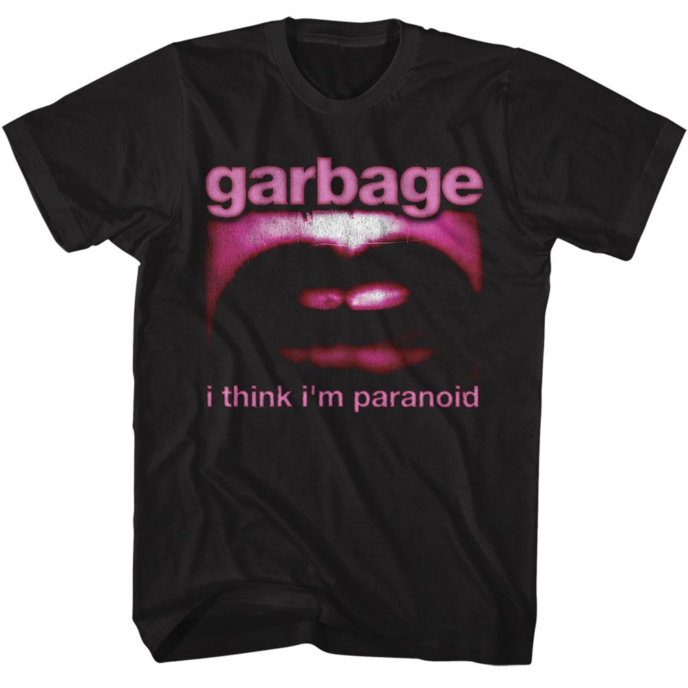 GARBAGE-GARBAGE PARANOID MOUTH-BLACK ADULT S/S TSHIRT