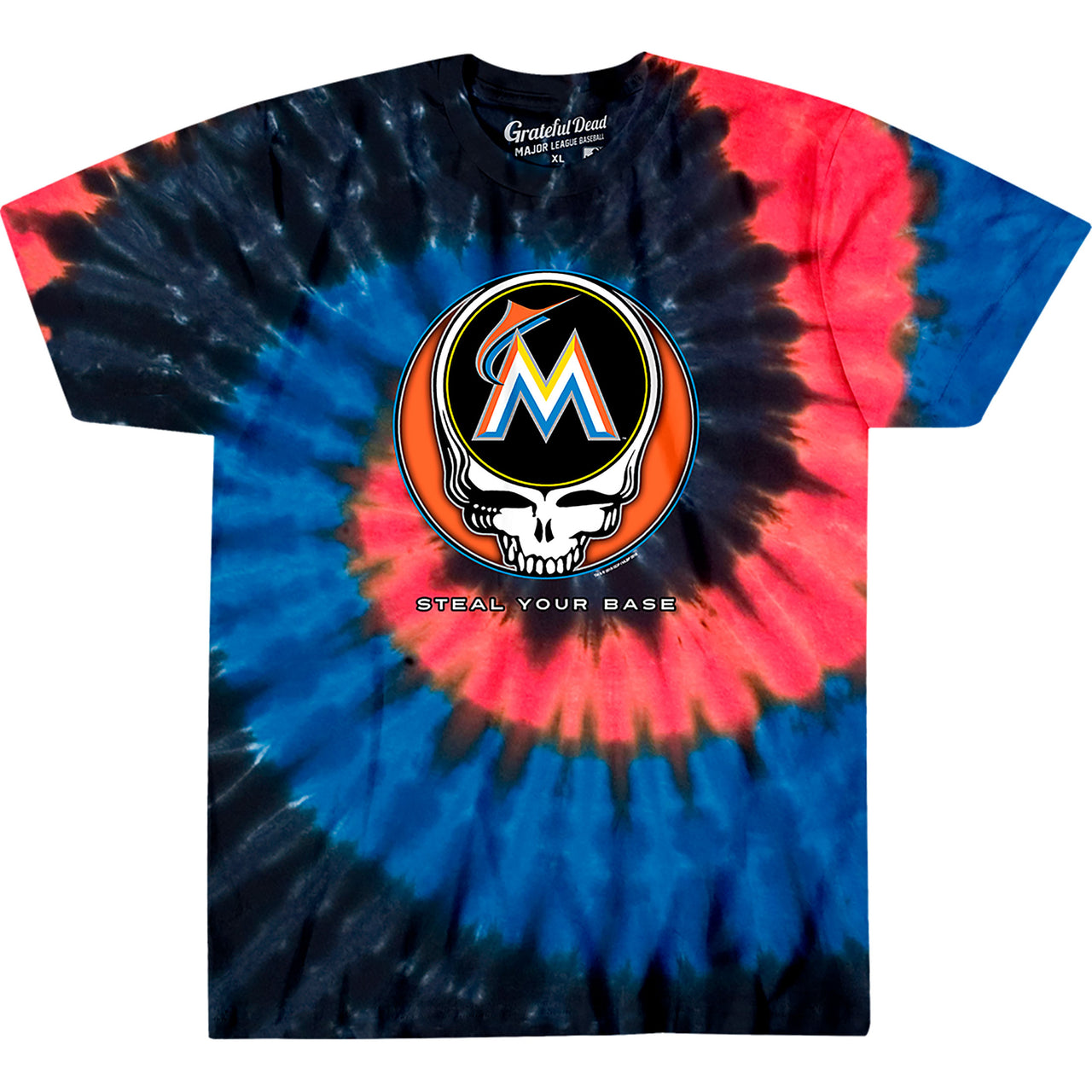 Miami Marlins Steal Your Base Tie-Dye T-Shirt