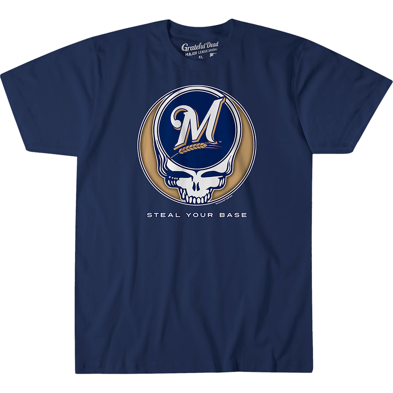 Milwaukee Brewers Steal Your Base Navy Athletic T-Shirt