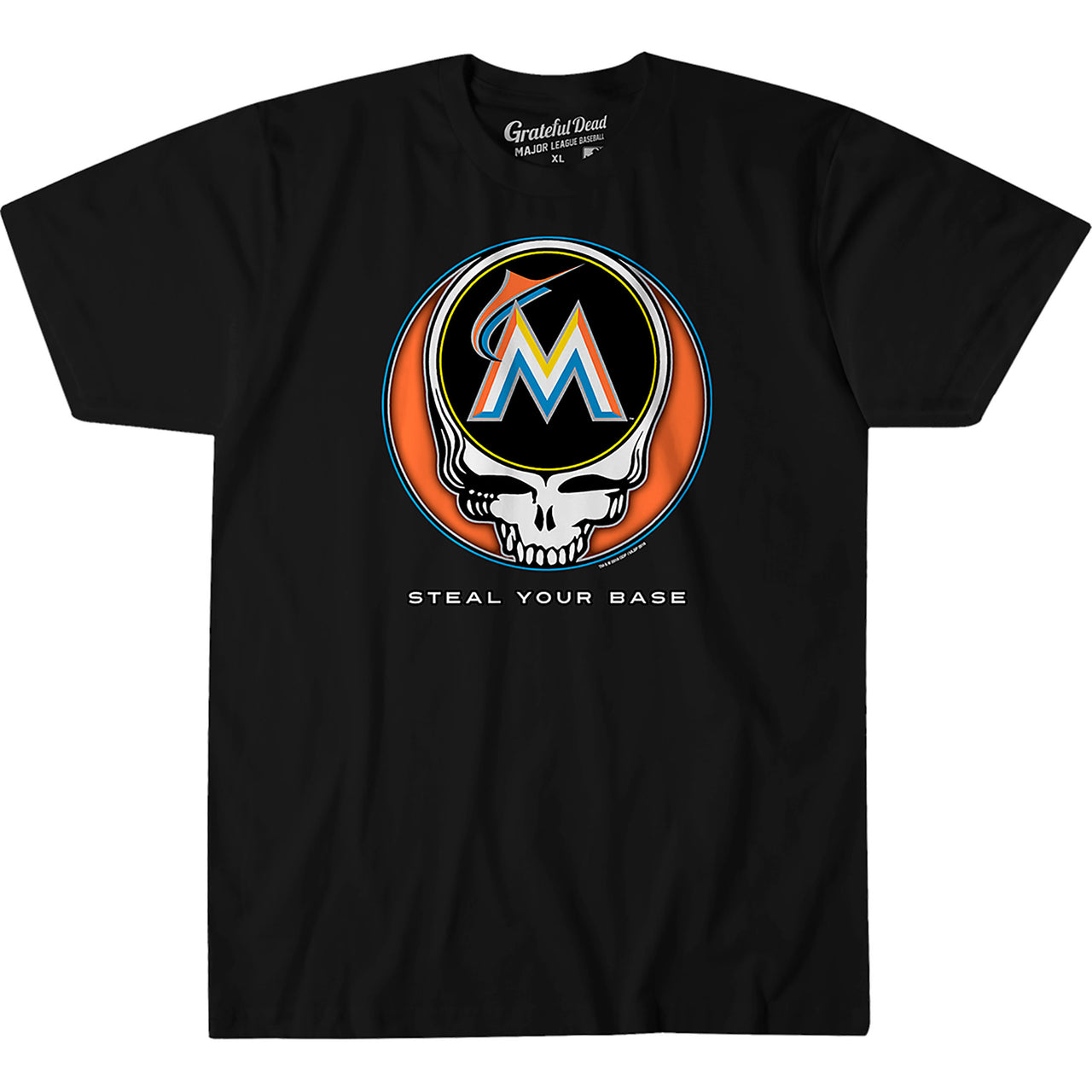 Miami Marlins Steal Your Base Black Athletic T-Shirt