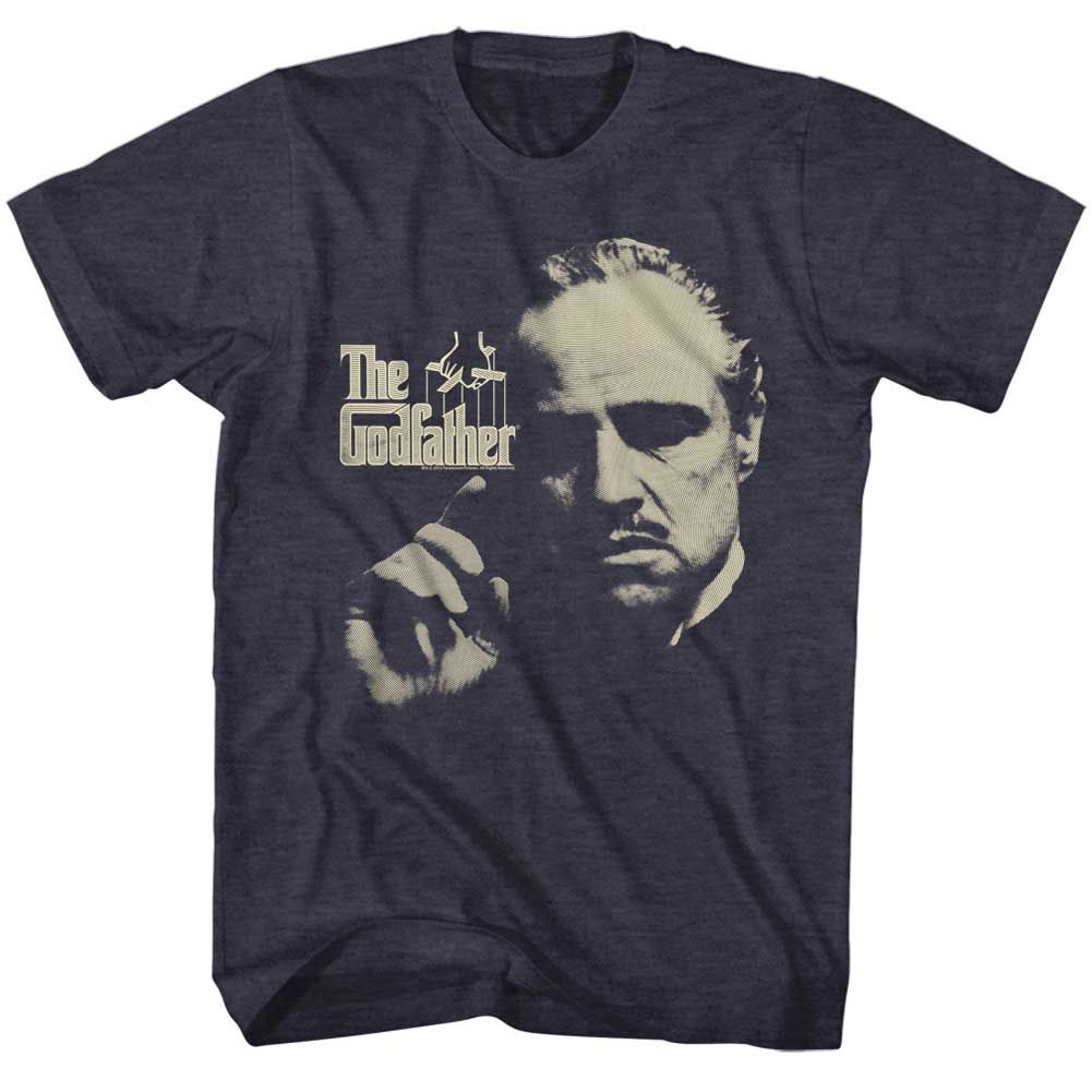 GODFATHER-FINGER WAGGLE-NAVY HEATHER ADULT S/S TSHIRT