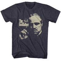 Thumbnail for GODFATHER-FINGER WAGGLE-NAVY HEATHER ADULT S/S TSHIRT