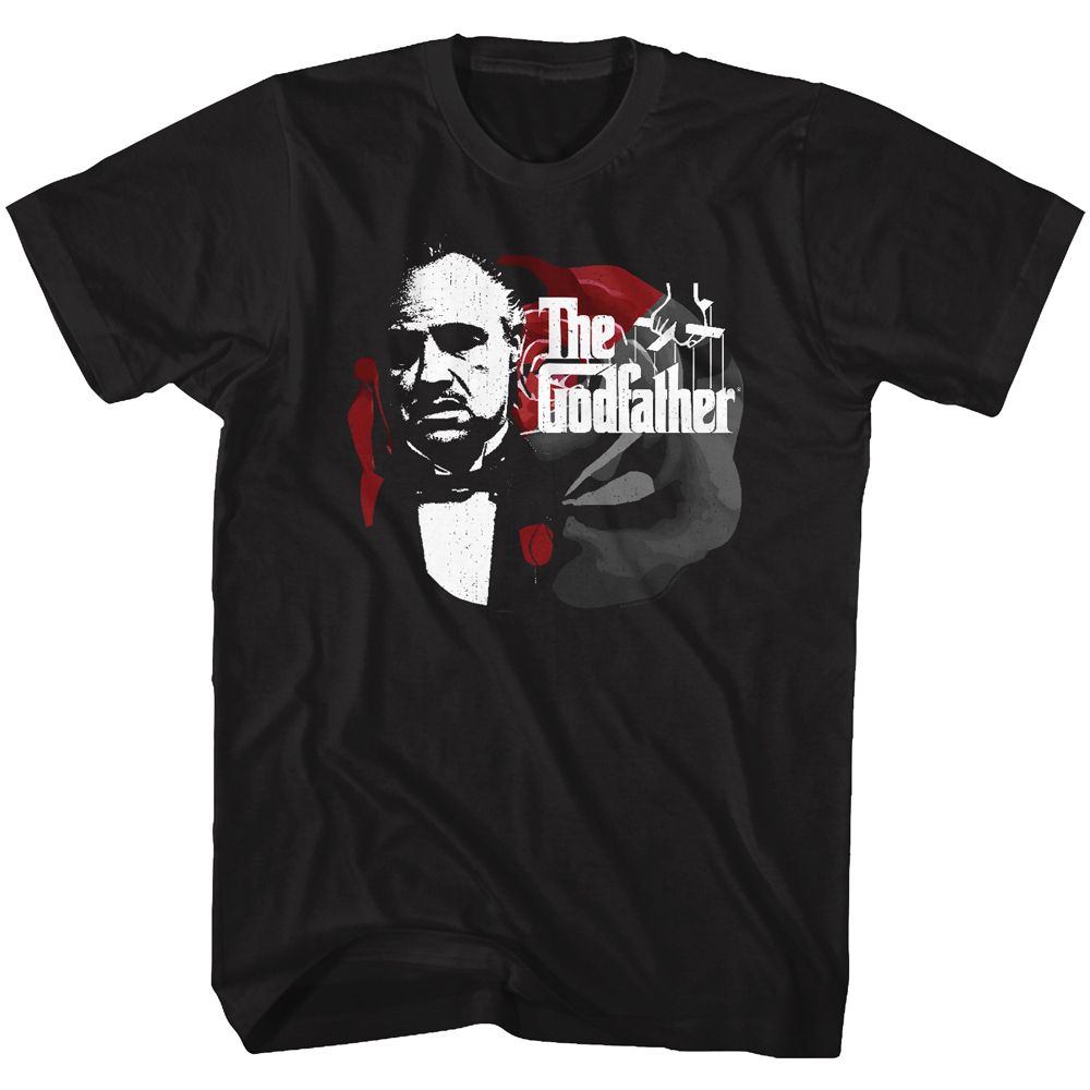 GODFATHER-ROSE AND LOGO-BLACK ADULT S/S TSHIRT