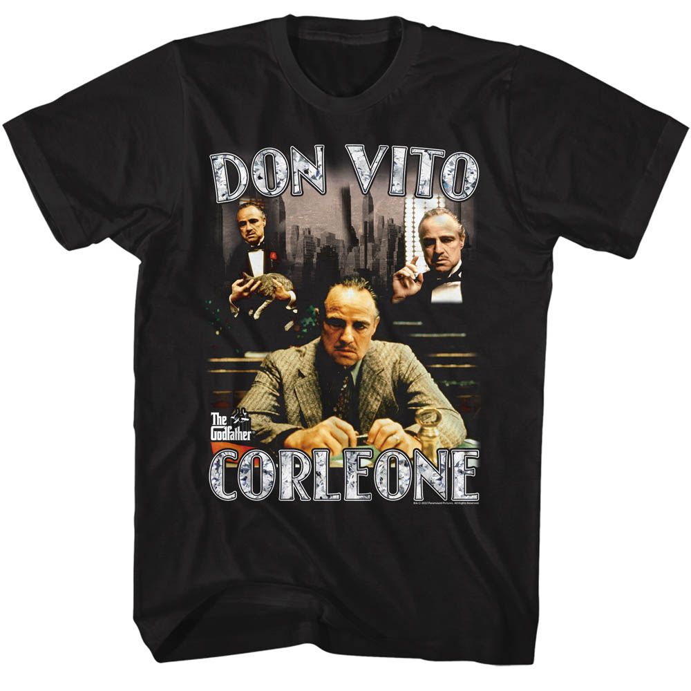 GODFATHER-GODFATHER DON VITO COLLAGE-BLACK ADULT S/S TSHIRT