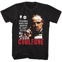 Thumbnail for GODFATHER-GODFATHER OFFER HE CANT REFUSE CORLEONE-BLACK ADULT S/S TSHIRT