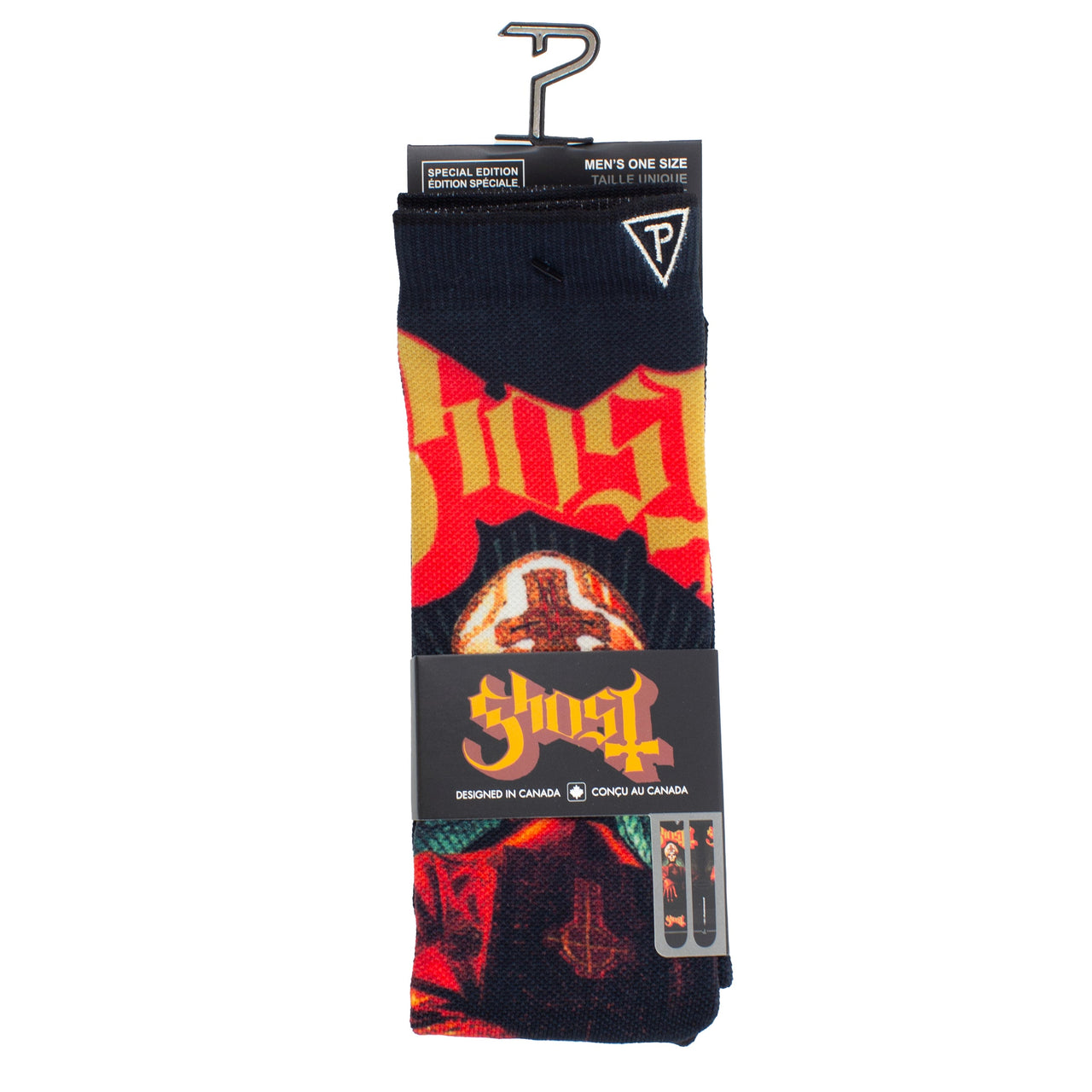 GHOST PAPA EMERITUS RED//GOLD SOCKS, 1 PAIR