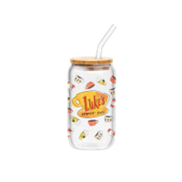 Thumbnail for Gilmore Girls Lukes Logo  16oz Glass Tumbler w Bamboo Lid and Glass Straw – 12 pc ppk ($6.00 each)