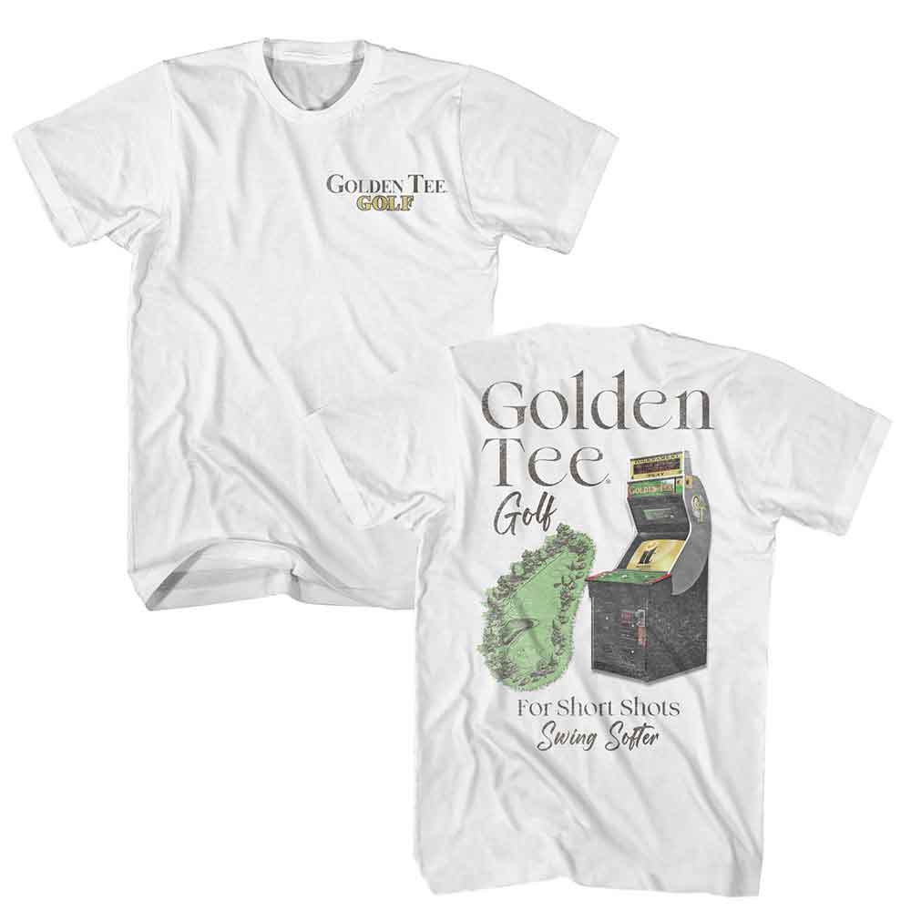 GOLDEN TEE-GOLDEN TEE CABINET AND GOLF COURSE-WHITE ADULT S/S TSHIRT ***F&B***