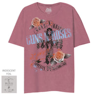 Thumbnail for GUNS N ROSES CROSS ROSES MINERAL WASH RAPTURED ROSE OVERSIZED JUNIORS TSHIRT