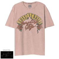 Thumbnail for GUNS N ROSES CITY ROSES MINERAL WASH CORAL PINK OVERSIZED JUNIORS TSHIRT