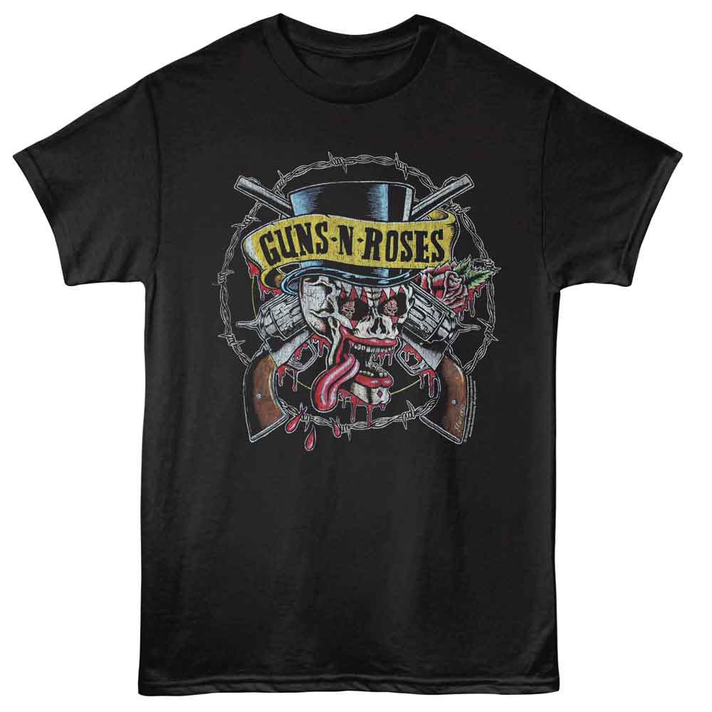 GUNS N ROSES-GNR CLOWN SKULL AND PISTOLS-BLACK ADULT S/S TSHIRT