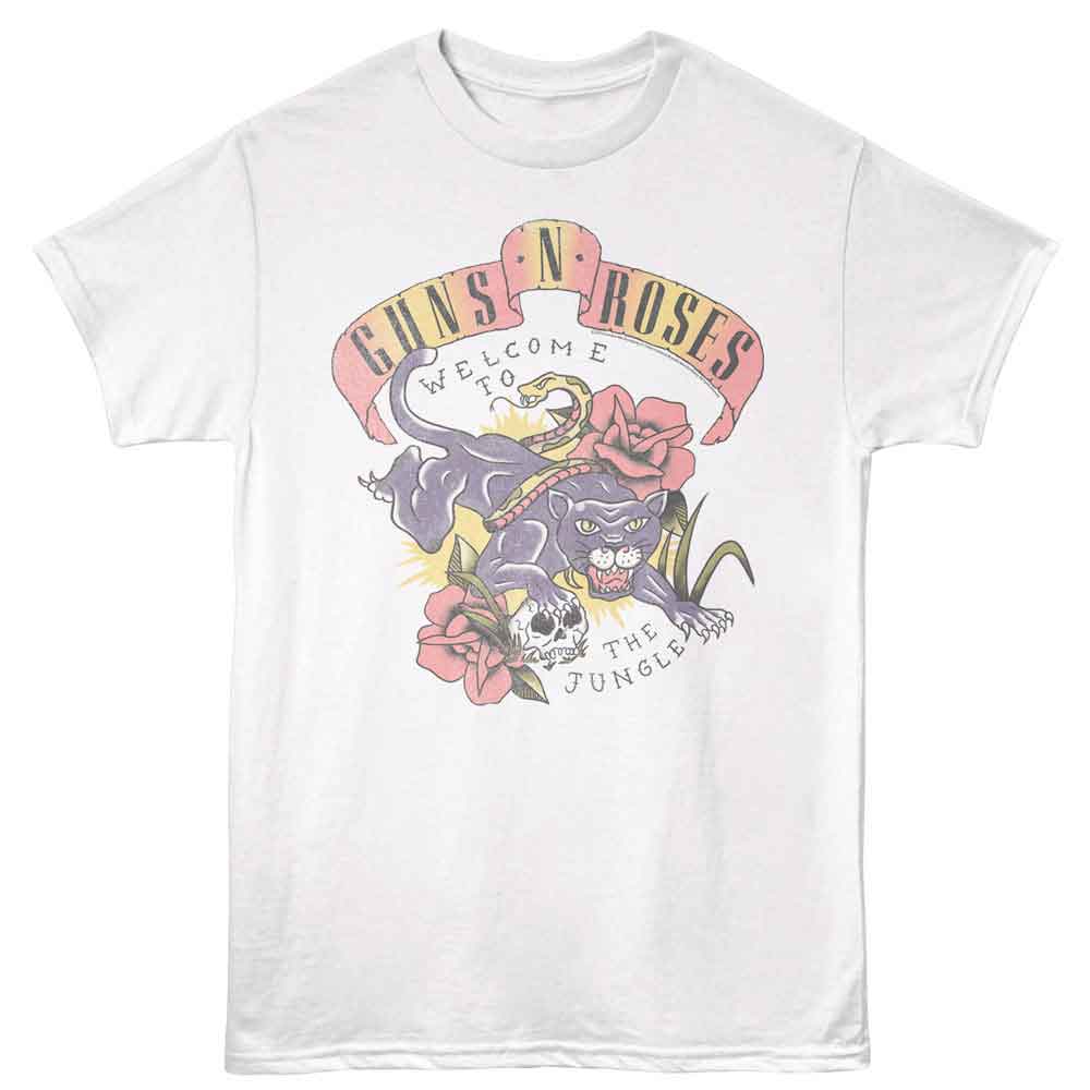 GUNS N ROSES-GNR TATTOO STYLE JUNGLE-WHITE ADULT S/S TSHIRT