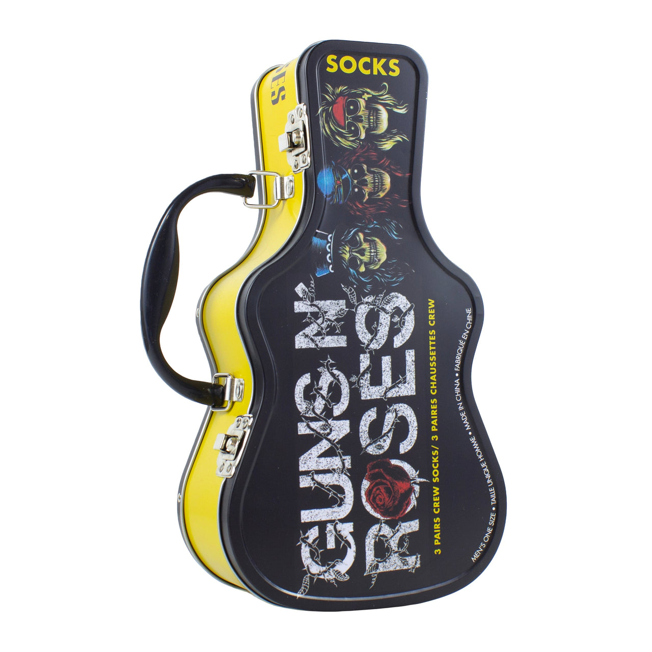 GUNS 'N ROSES GUITAR TIN SOCK BOX, 3 PAIR