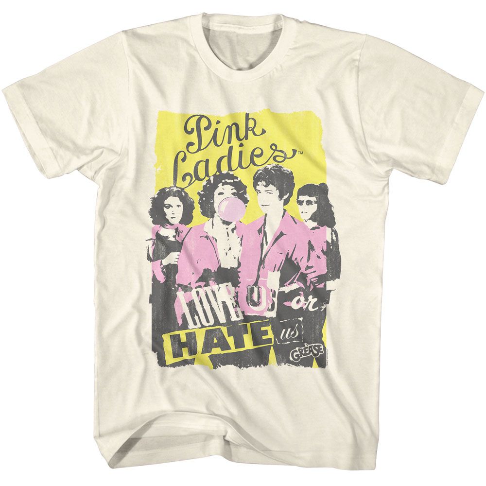 GREASE-GREASE LOVE OR HATE-NATURAL ADULT S/S TSHIRT
