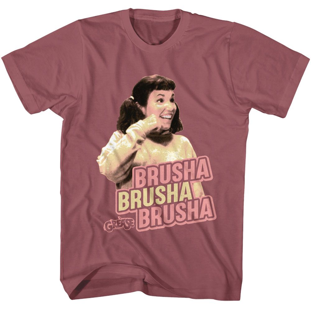 GREASE-GREASE BRUSHA BRUSHA BRUSHA-ROUGE ADULT S/S TSHIRT
