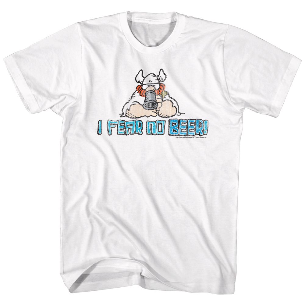HAGAR THE HORRIBLE-I FEAR NO BEER-WHITE ADULT S/S TSHIRT