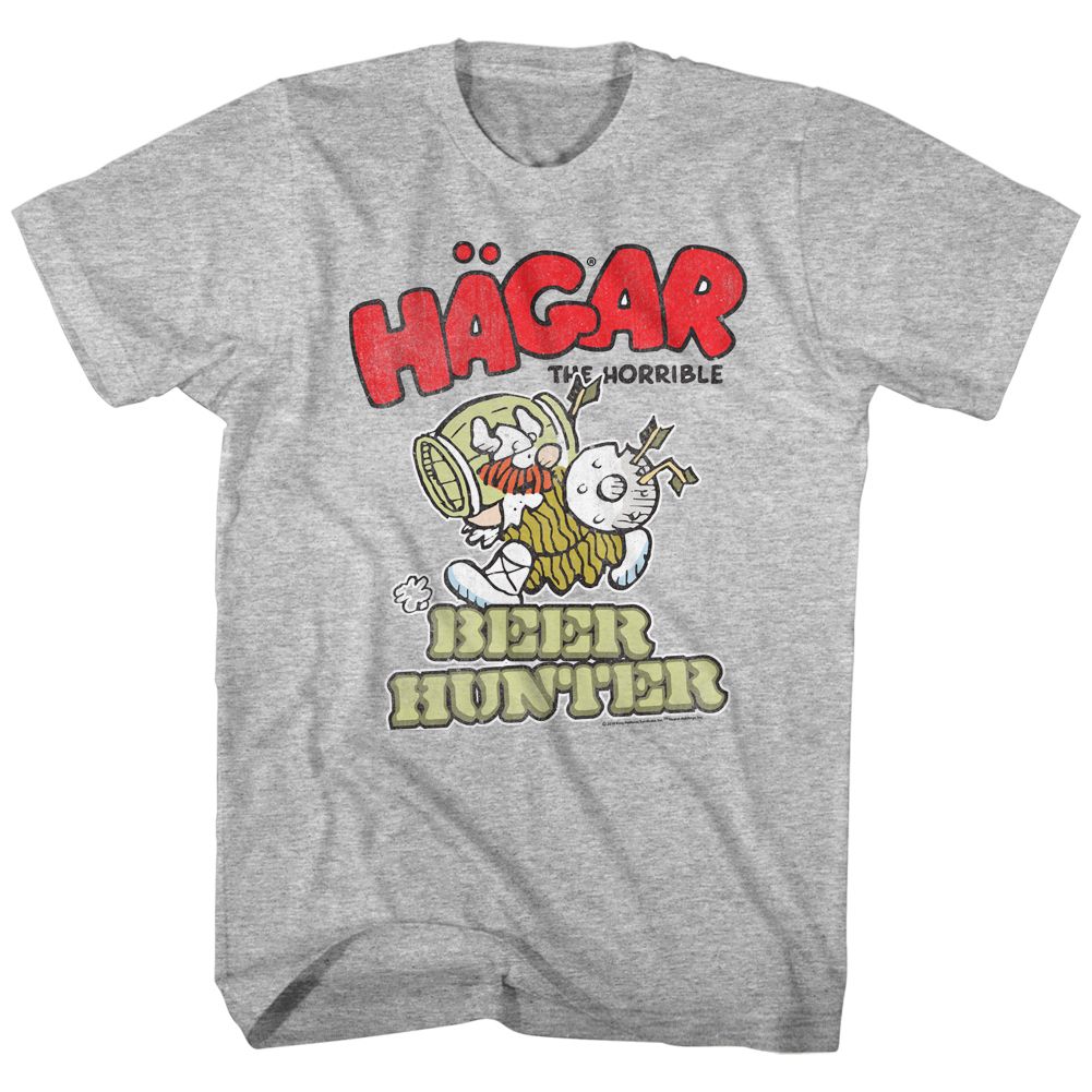 HAGAR THE HORRIBLE-BEER HUNTER-GRAY HEATHER ADULT S/S TSHIRT