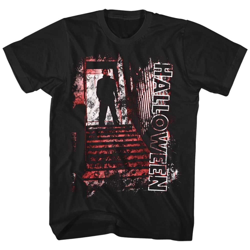 HALLOWEEN-STAIR TOP-BLACK ADULT S/S TSHIRT