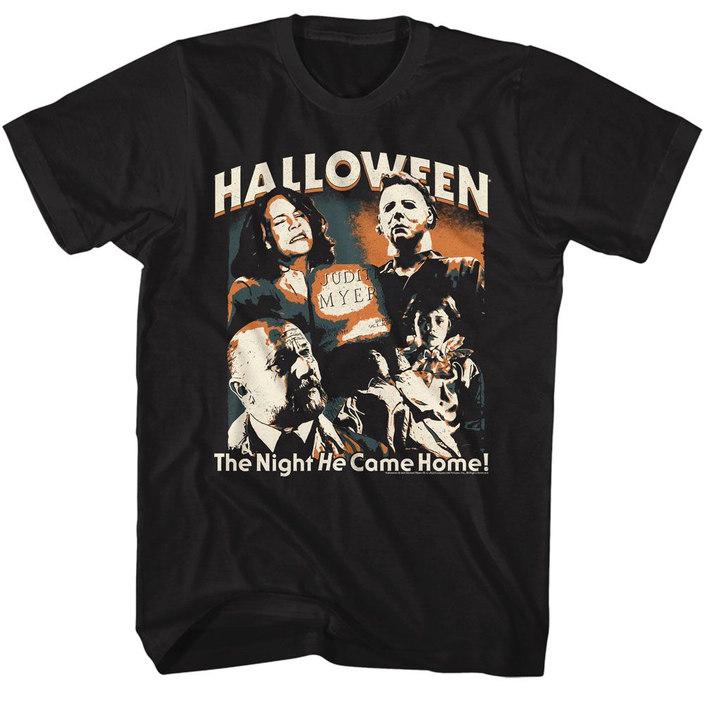 HALLOWEEN-HALLOWEEN FIVE PHOTO COLLAGE-BLACK ADULT S/S TSHIRT