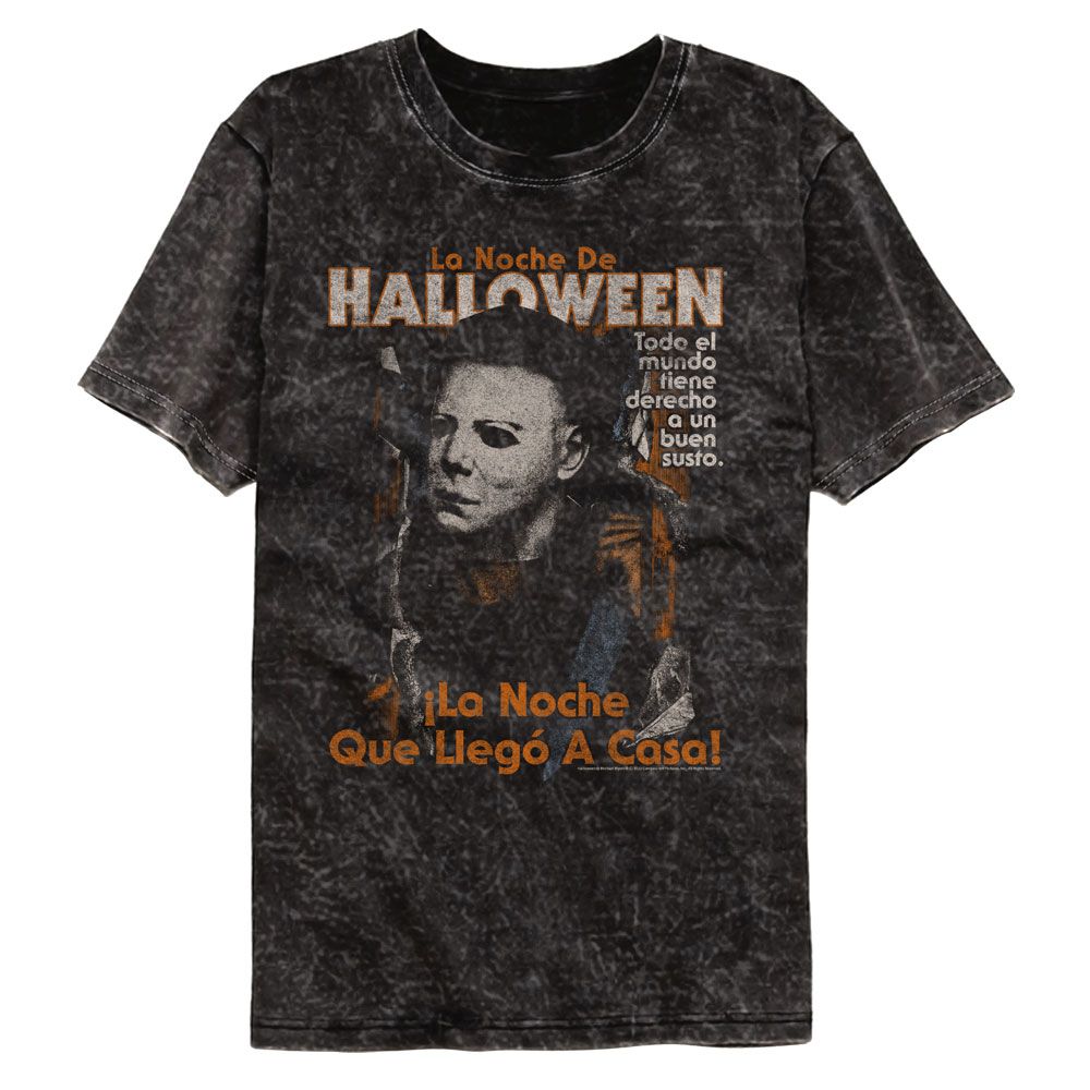 HALLOWEEN-HALLOWEEN SPANISH POSTER-MINERAL WASH BLACK ADULT S/S TSHIRT