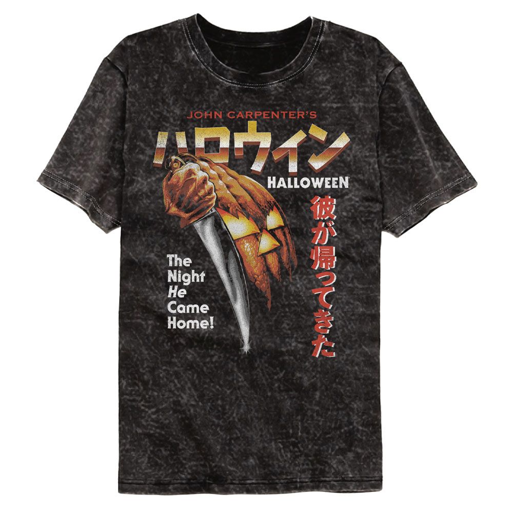 HALLOWEEN-HALLOWEEN THE NIGHT HE CAME HOME JAPANESE-MINERAL WASH BLACK ADULT S/S TSHIRT