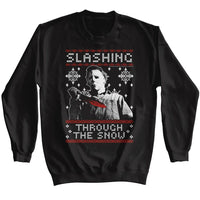 Thumbnail for HALLOWEEN-HALLOWEEN SLASHING THRU THE SNOW-BLACK ADULT L/S SWEATSHIRT