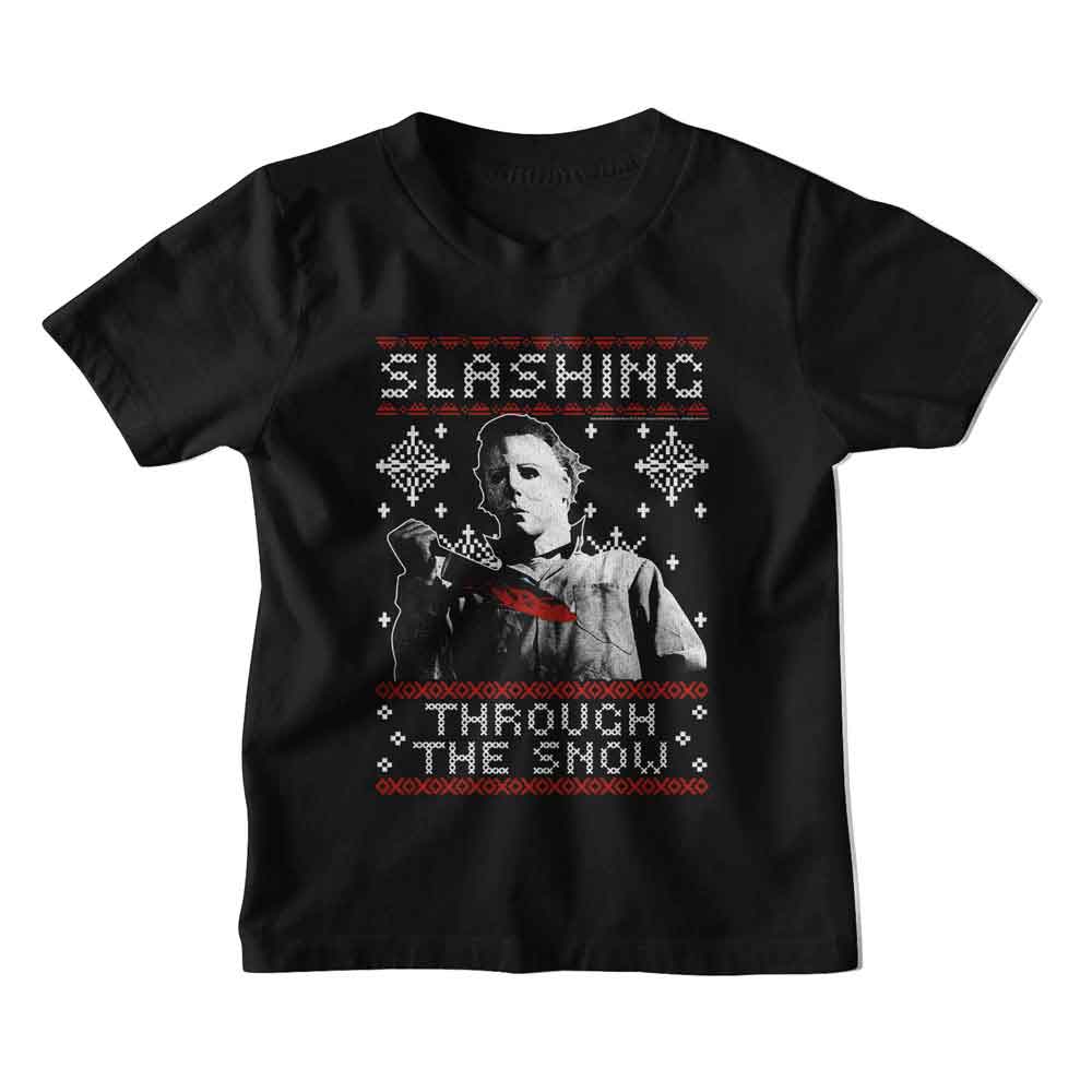 HALLOWEEN-HALLOWEEN SLASHING THRU THE SNOW-BLACK YOUTH S/S TSHIRT
