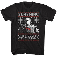 Thumbnail for HALLOWEEN-HALLOWEEN SLASHING THRU THE SNOW-BLACK ADULT S/S TSHIRT