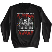 Thumbnail for HALLOWEEN-HALLOWEEN SEES YOU WHEN YOURE SLEEPING-BLACK ADULT L/S SWEATSHIRT