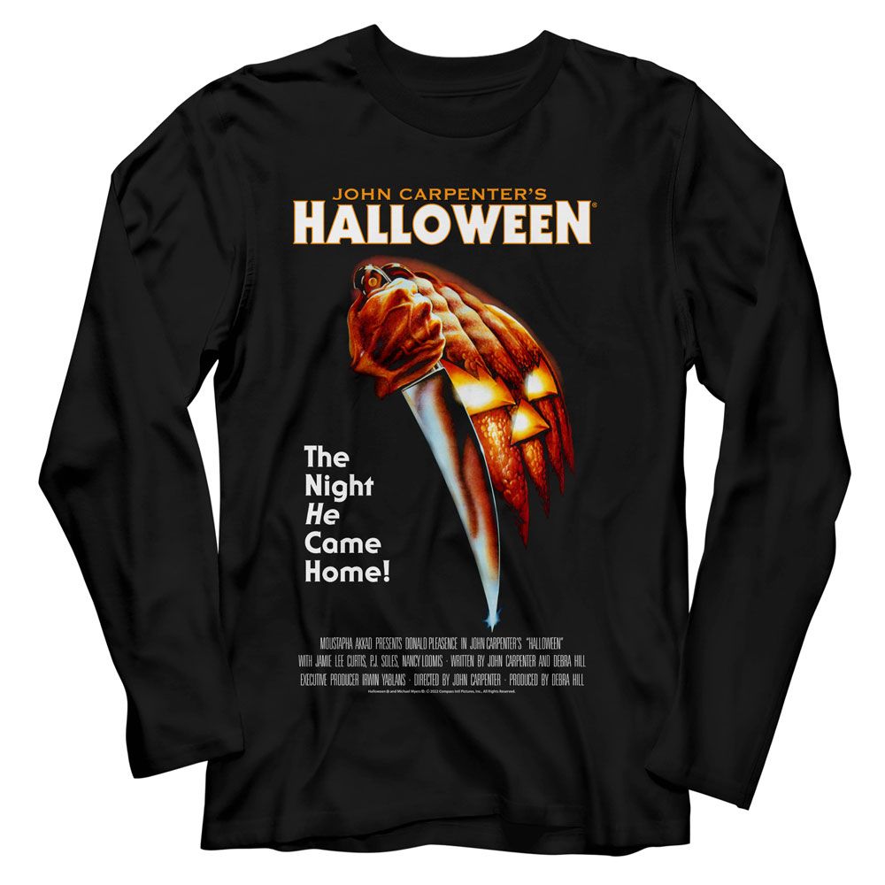 HALLOWEEN-HALLOWEEN MOVIE POSTER-BLACK ADULT L/S TSHIRT