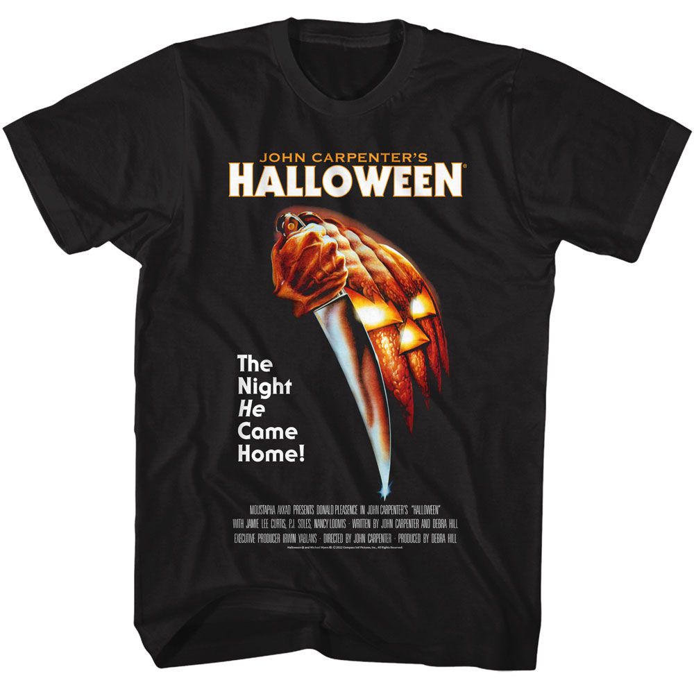 HALLOWEEN-HALLOWEEN MOVIE POSTER-BLACK ADULT S/S TSHIRT