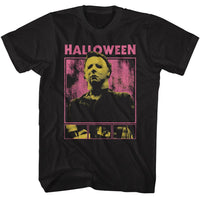 Thumbnail for HALLOWEEN-HALLOWEEN MOVIE SCENES WITH QUOTE-BLACK ADULT S/S TSHIRT