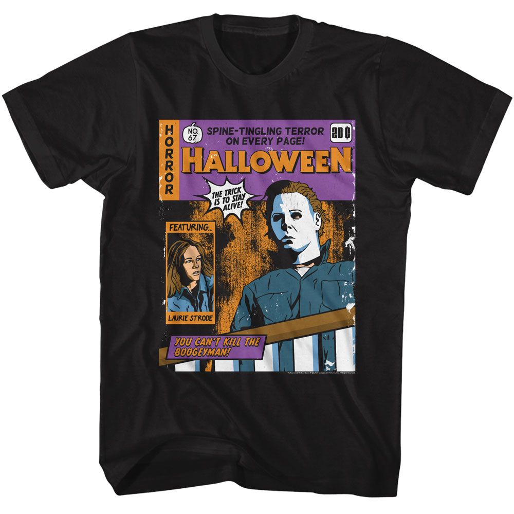 HALLOWEEN-HALLOWEEN COMIC COVER-BLACK ADULT S/S TSHIRT