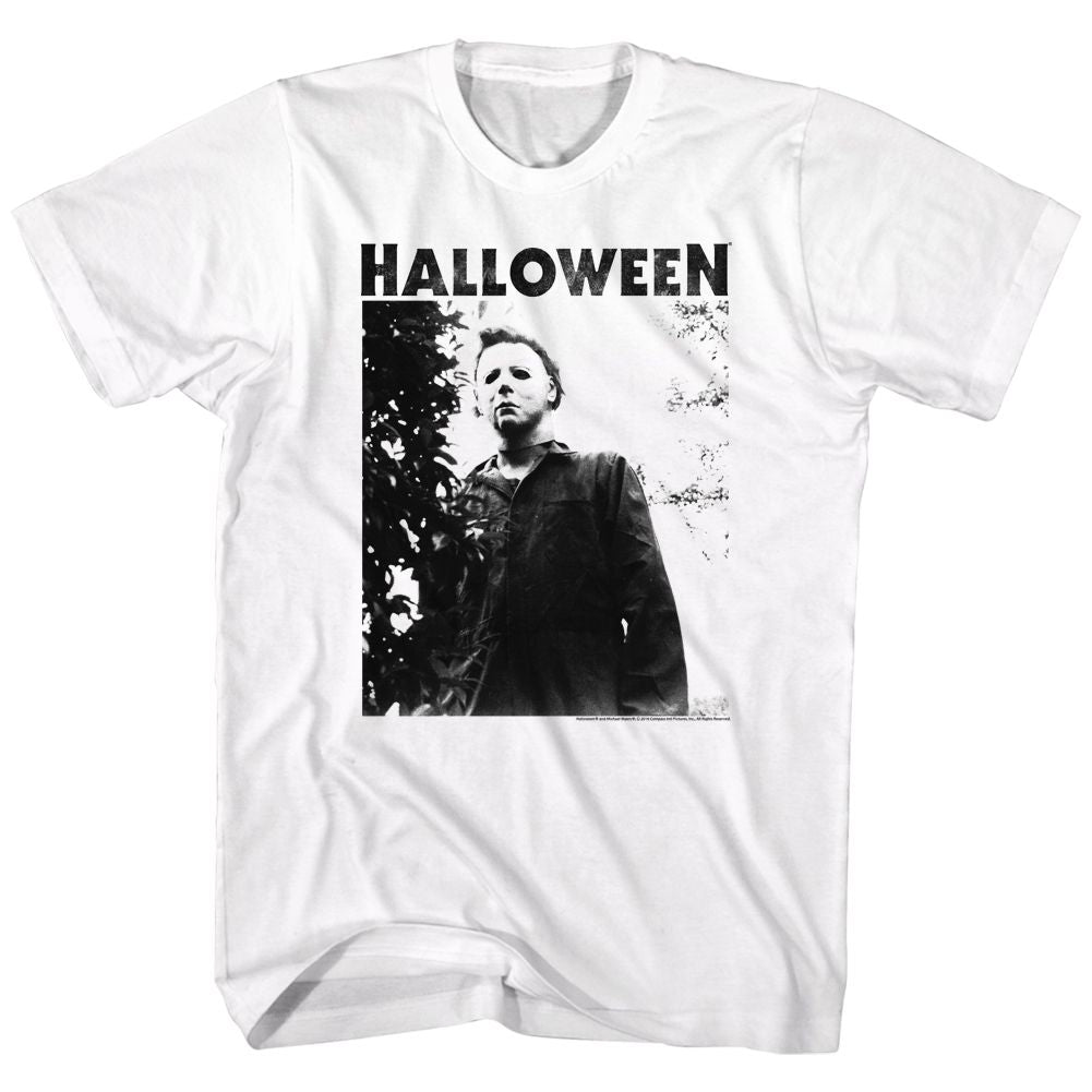 HALLOWEEN-WATCHING BIG TITLE-WHITE ADULT S/S TSHIRT