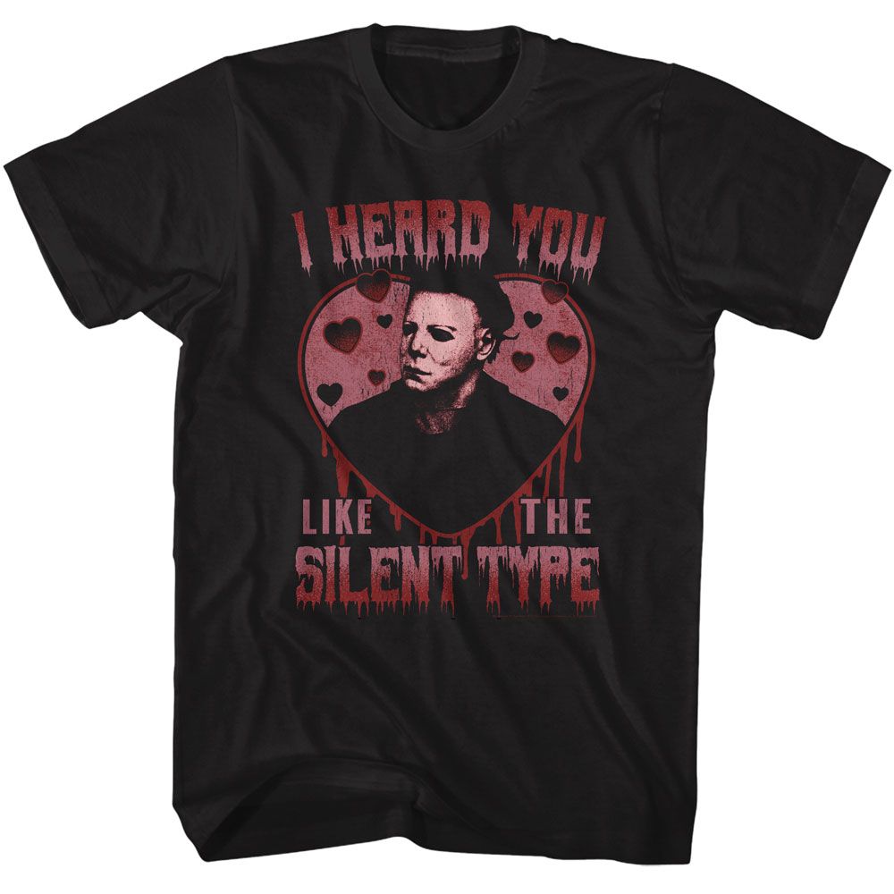 HALLOWEEN-HALLOWEEN SILENT TYPE HEART-BLACK ADULT S/S TSHIRT