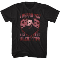 Thumbnail for HALLOWEEN-HALLOWEEN SILENT TYPE HEART-BLACK ADULT S/S TSHIRT