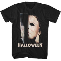 Thumbnail for HALLOWEEN-HALLOWEEN HALF MASK AND KNIFE-BLACK ADULT S/S TSHIRT