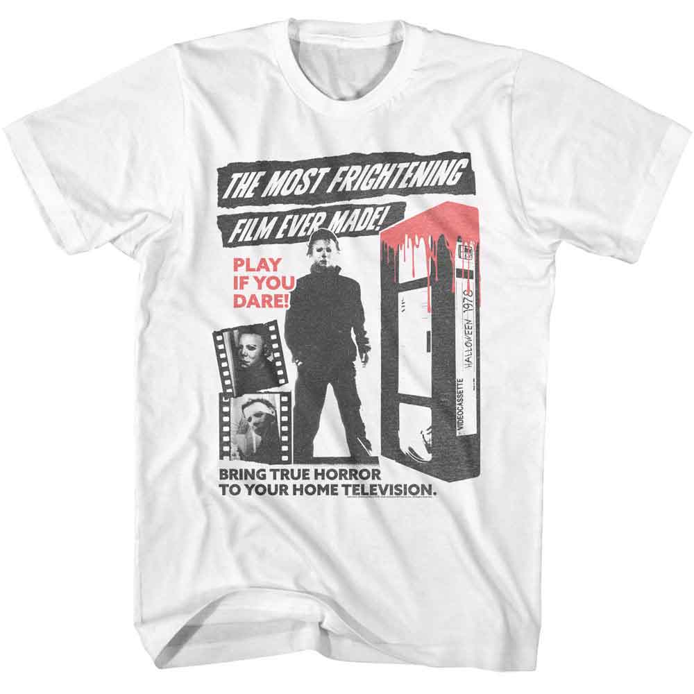 HALLOWEEN-HALLOWEEN FRIGHTENING FILM-WHITE ADULT S/S TSHIRT