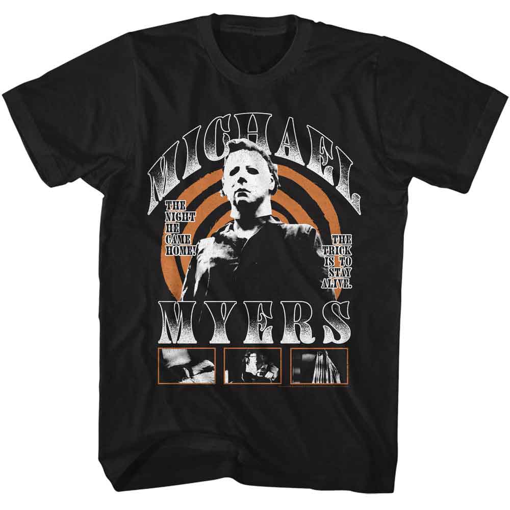 HALLOWEEN-HALLOWEEN MYERS SPIRAL-BLACK ADULT S/S TSHIRT